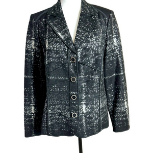 Bonita Black‎ & Grey Wool Blend Double Breasted Jacket Sz 10